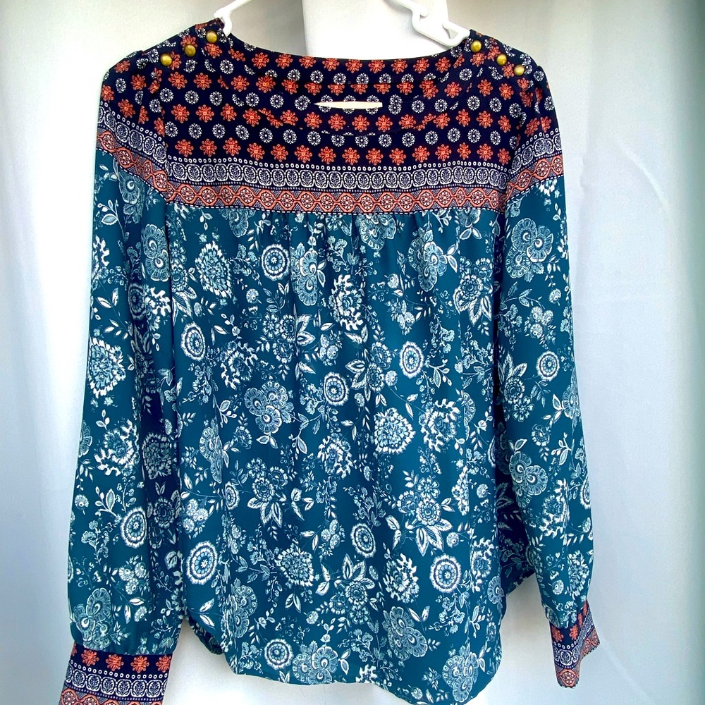 Blue floral blouse